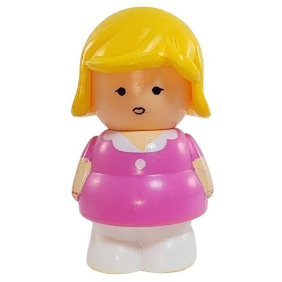 Vintage Shelcore Little People Chunky Blonde Girl Pink Dress 2.5 Inches Plastic - Picture 1 of 6